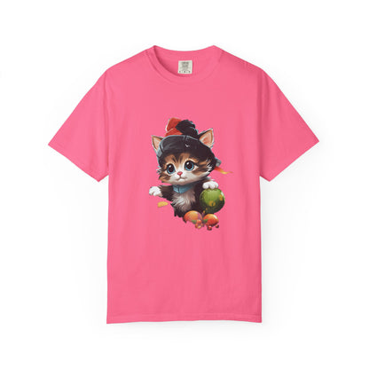 Christmas Kitten Garment-Dyed Tee Cute Cat Holiday