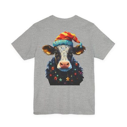 Christmas Cow Santa Hat T-Shirt Festive Farm