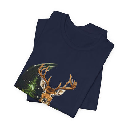 Christmas Deer T-Shirt Snowy Forest Buck Tee