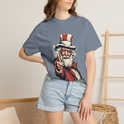 Patriotic Santa Garment-Dyed Tee Uncle Sam Christmas