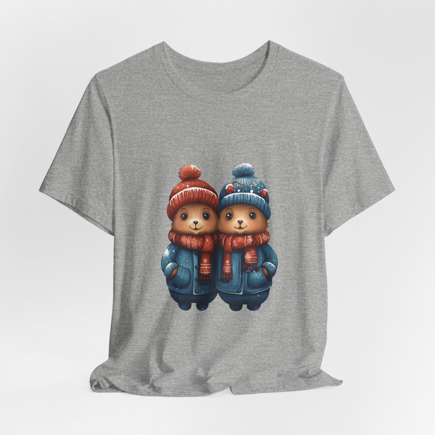 Cute Christmas Bears Couple T-Shirt Winter Snow