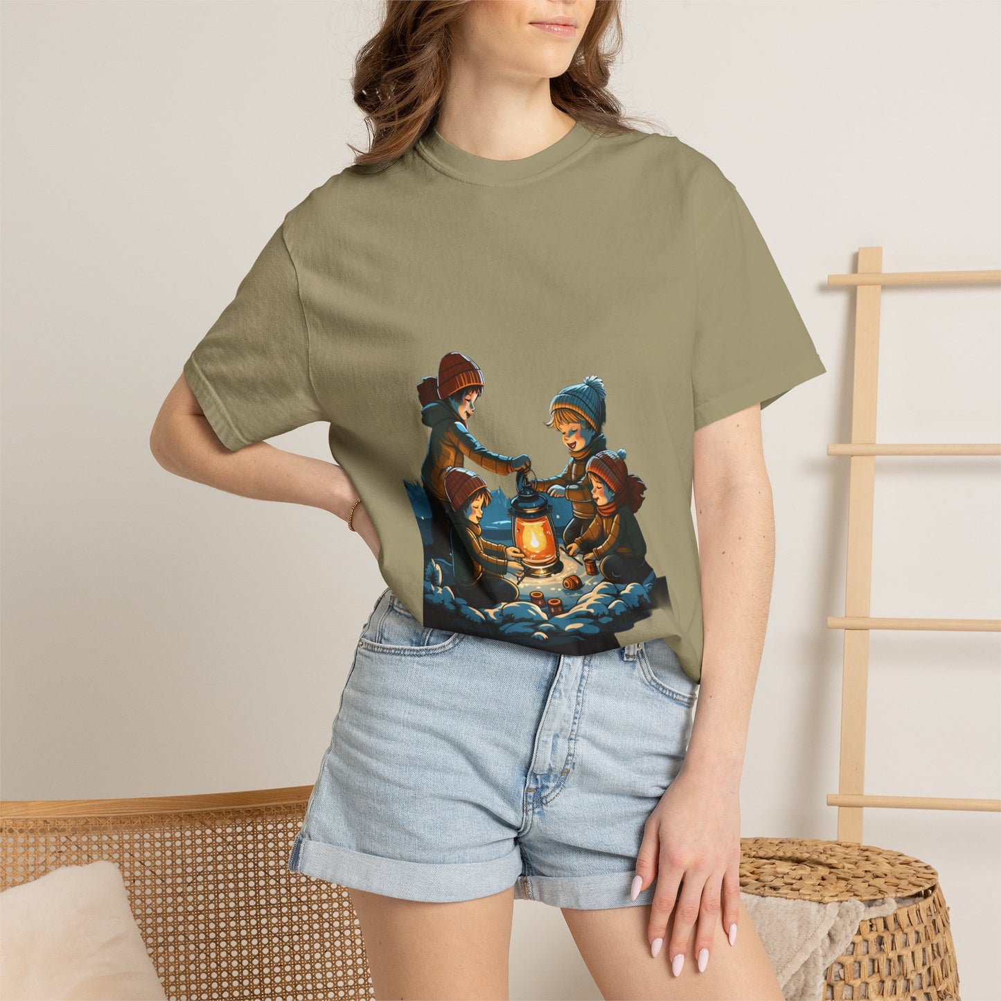 Winter Kids Lantern Christmas Heavyweight Tee
