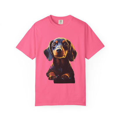 Dachshund Garment-Dyed Tee Neon Pop Art Wiener Dog