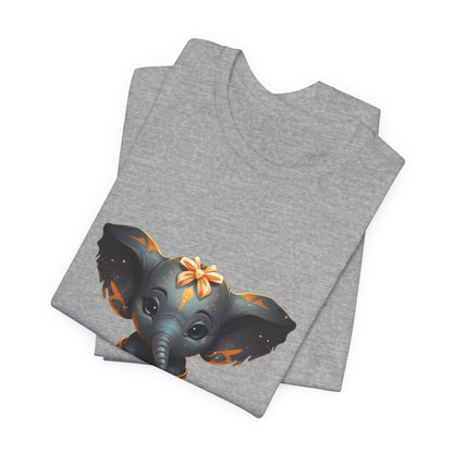Cute Elephant T-Shirt Gold Roses Magical Art Tee