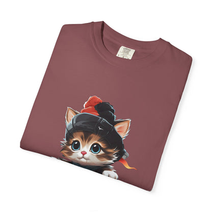 Christmas Kitten Garment-Dyed Tee Cute Cat Holiday
