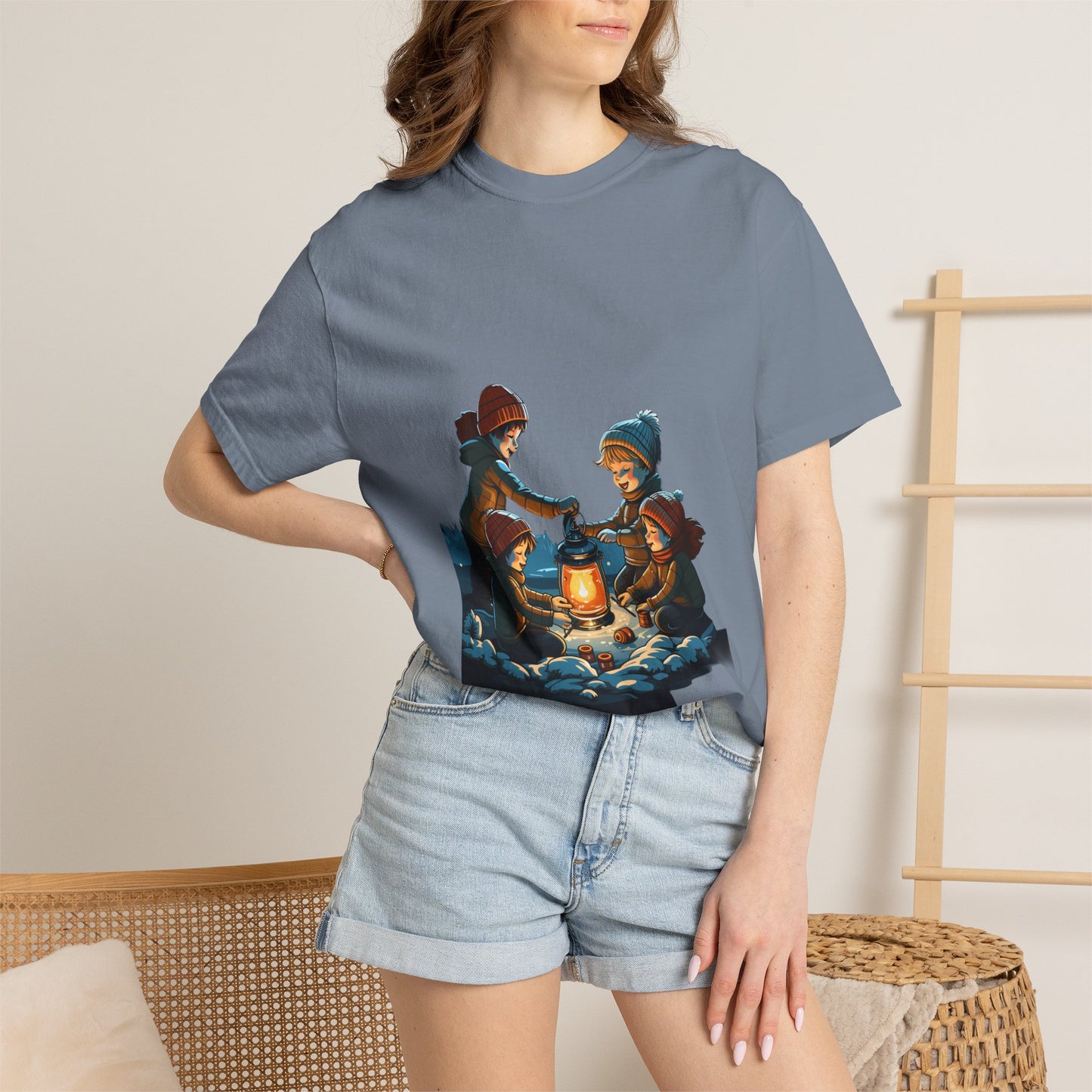 Winter Kids Lantern Christmas Heavyweight Tee