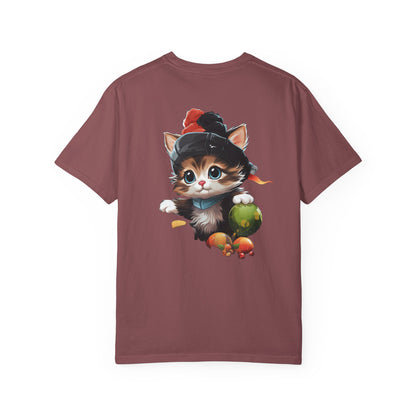 Christmas Kitten Garment-Dyed Tee Cute Cat Holiday