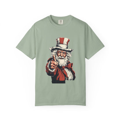 Patriotic Santa Garment-Dyed Tee Uncle Sam Christmas