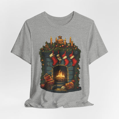 Christmas Fireplace T-Shirt Stockings Holiday Tee