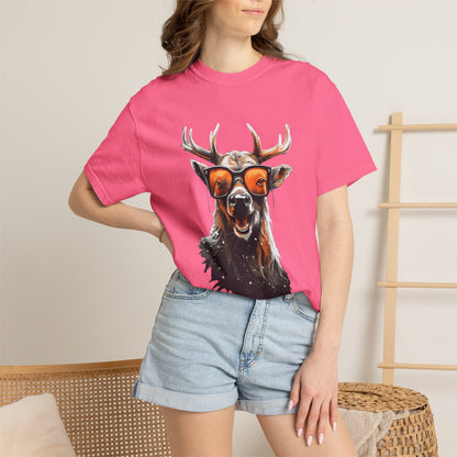 Cool Deer Sunglasses Christmas Heavyweight Tee