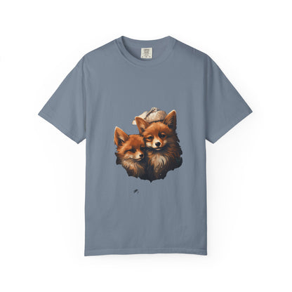 Christmas Fox Garment-Dyed Tee Cozy Winter Foxes