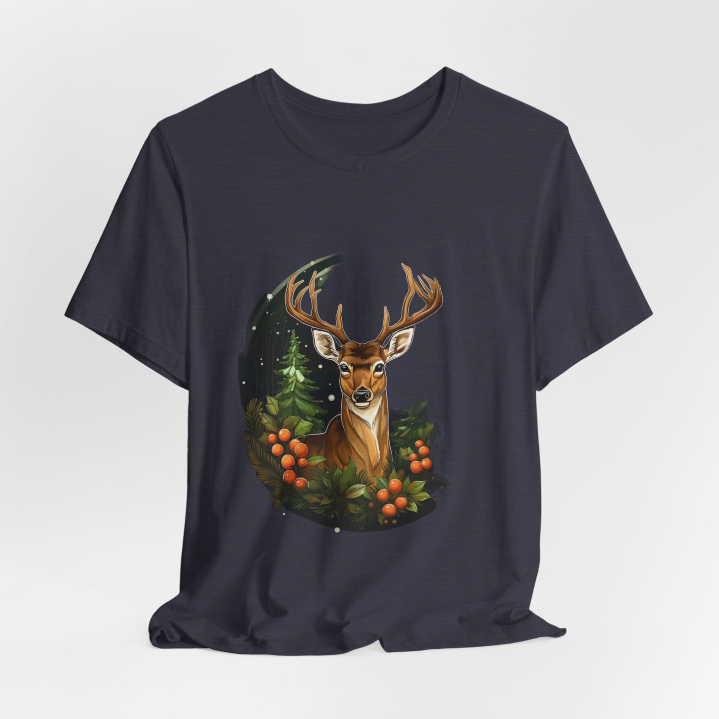 Christmas Deer T-Shirt Snowy Forest Buck Tee