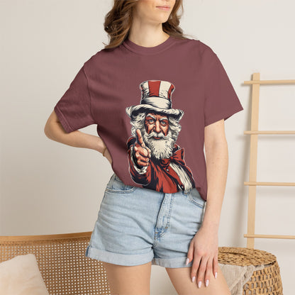 Patriotic Santa Garment-Dyed Tee Uncle Sam Christmas