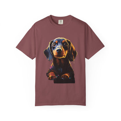 Dachshund Garment-Dyed Tee Neon Pop Art Wiener Dog
