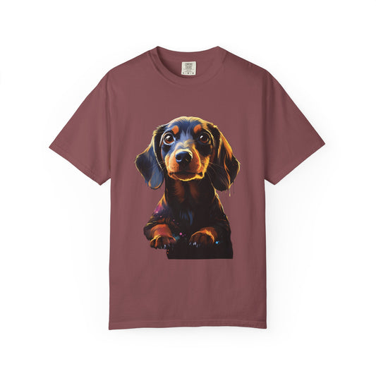 Dachshund Garment-Dyed Tee Neon Pop Art Wiener Dog