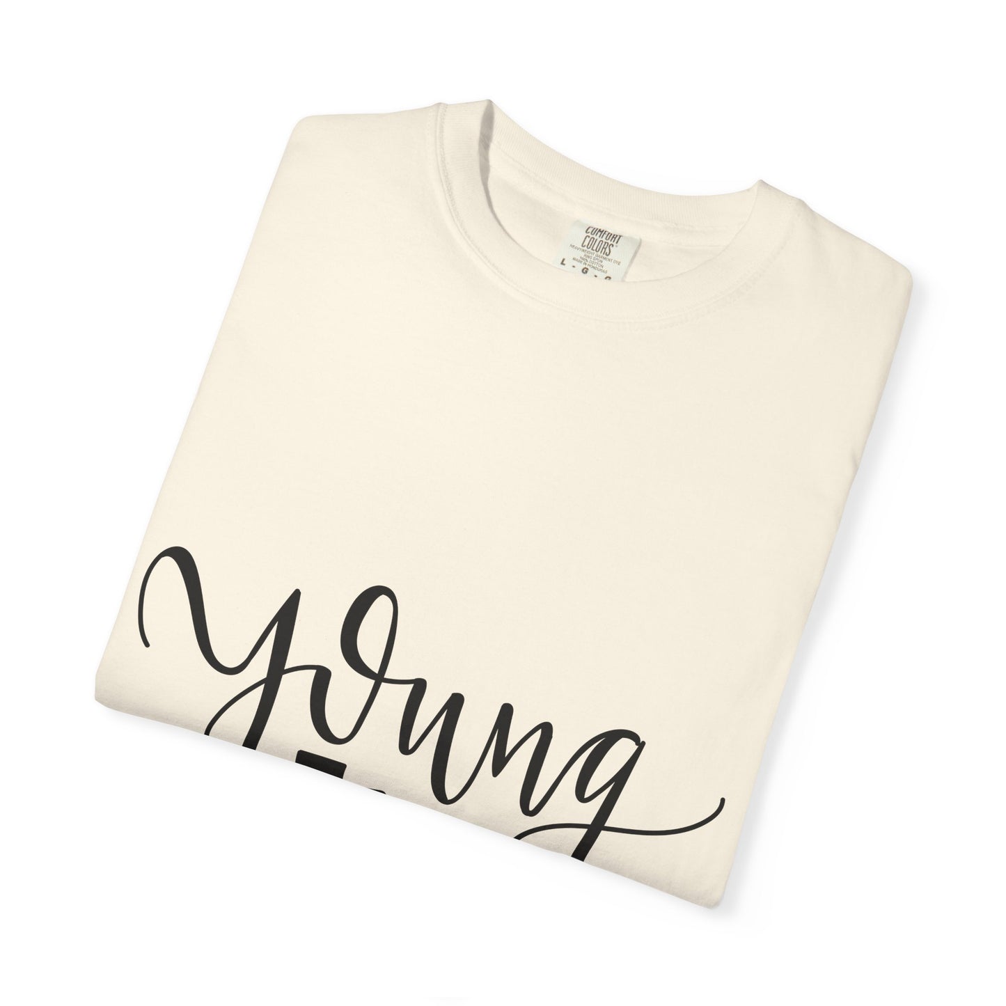 Young Hearts Garment-Dyed Tee Hand Lettered Script