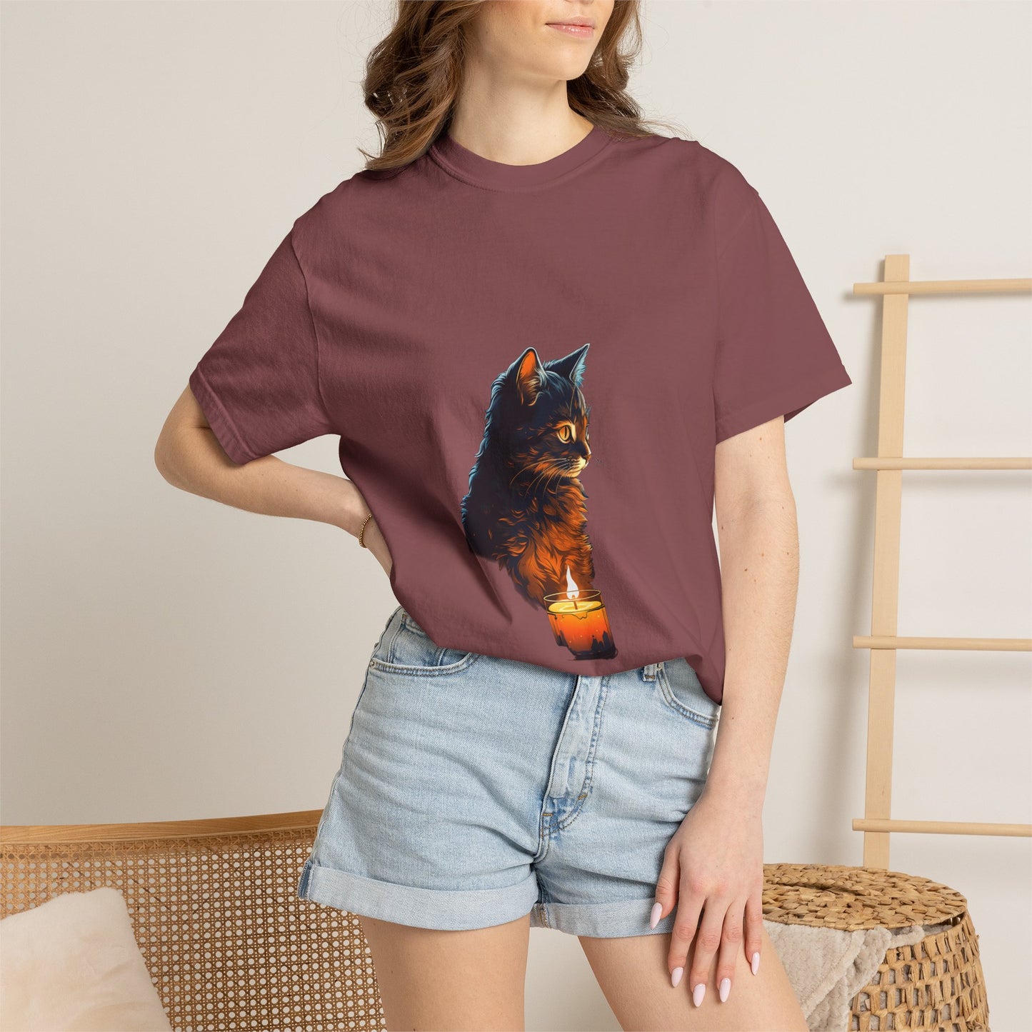 Cat by Candlelight Christmas Heavyweight Tee