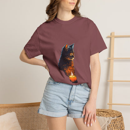 Cat by Candlelight Christmas Heavyweight Tee