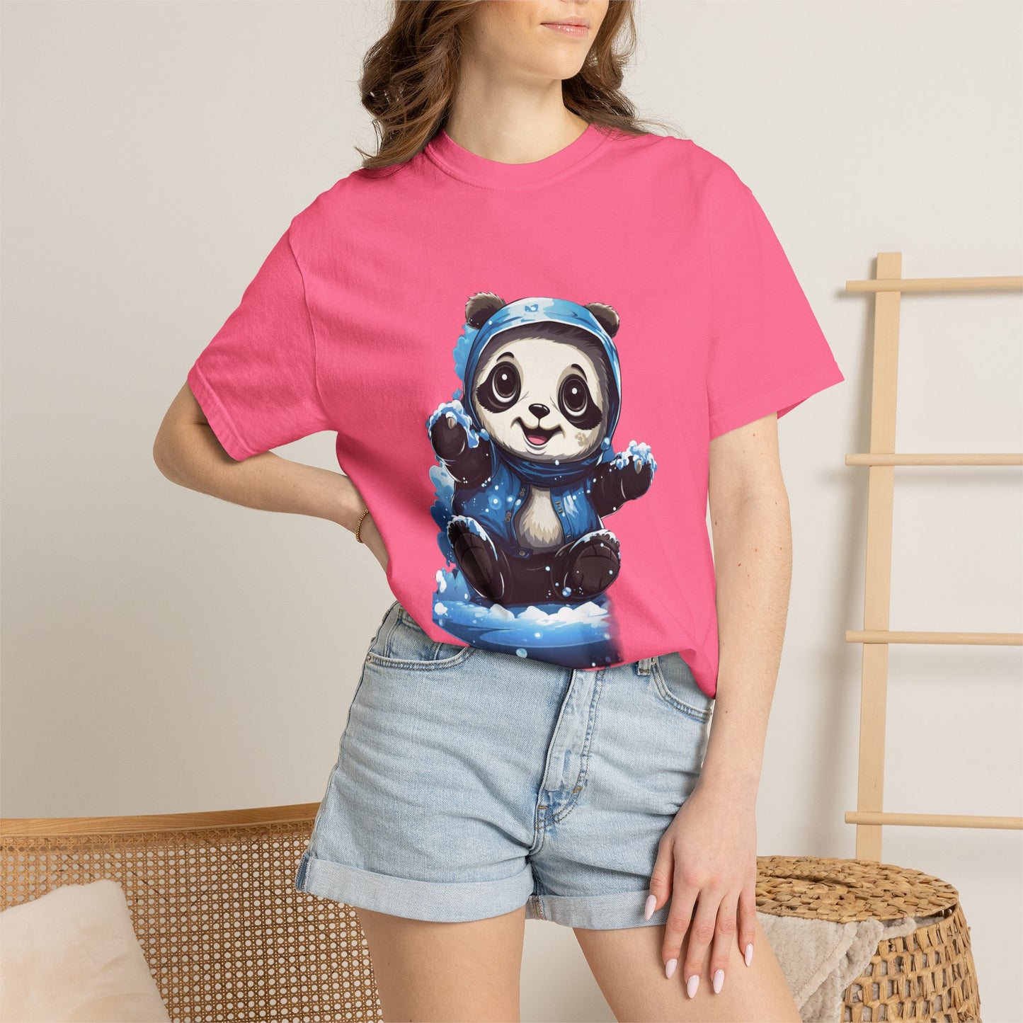 Cute Panda Snow Day Garment-Dyed Tee Winter