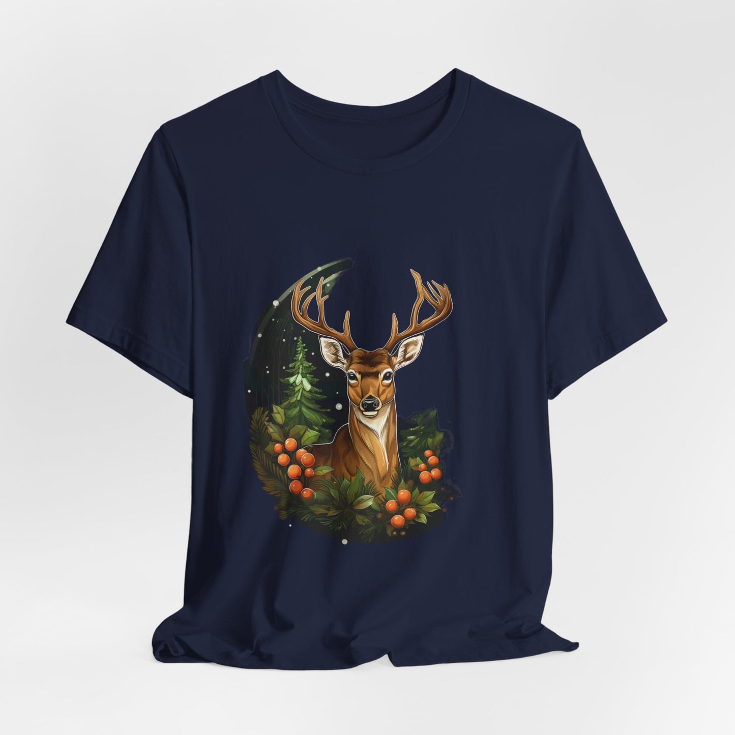 Christmas Deer T-Shirt Snowy Forest Buck Tee