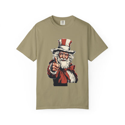 Patriotic Santa Garment-Dyed Tee Uncle Sam Christmas