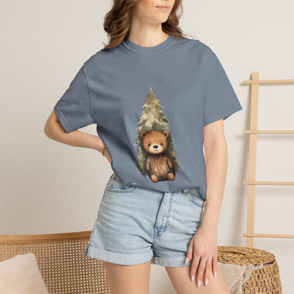 Christmas Bear Garment-Dyed Tee Watercolor Snow