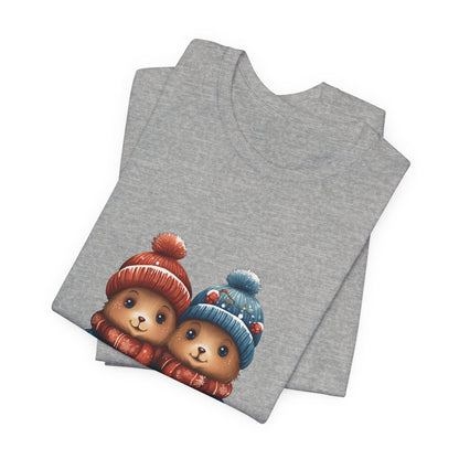 Cute Christmas Bears Couple T-Shirt Winter Snow