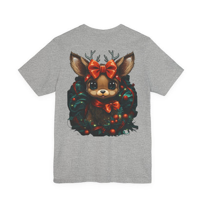 Cute Christmas Reindeer T-Shirt Holiday Bow