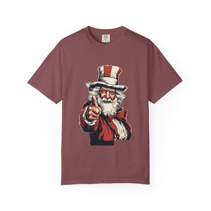 Patriotic Santa Garment-Dyed Tee Uncle Sam Christmas