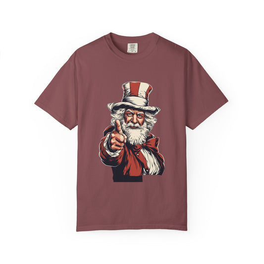 Patriotic Santa Garment-Dyed Tee Uncle Sam Christmas