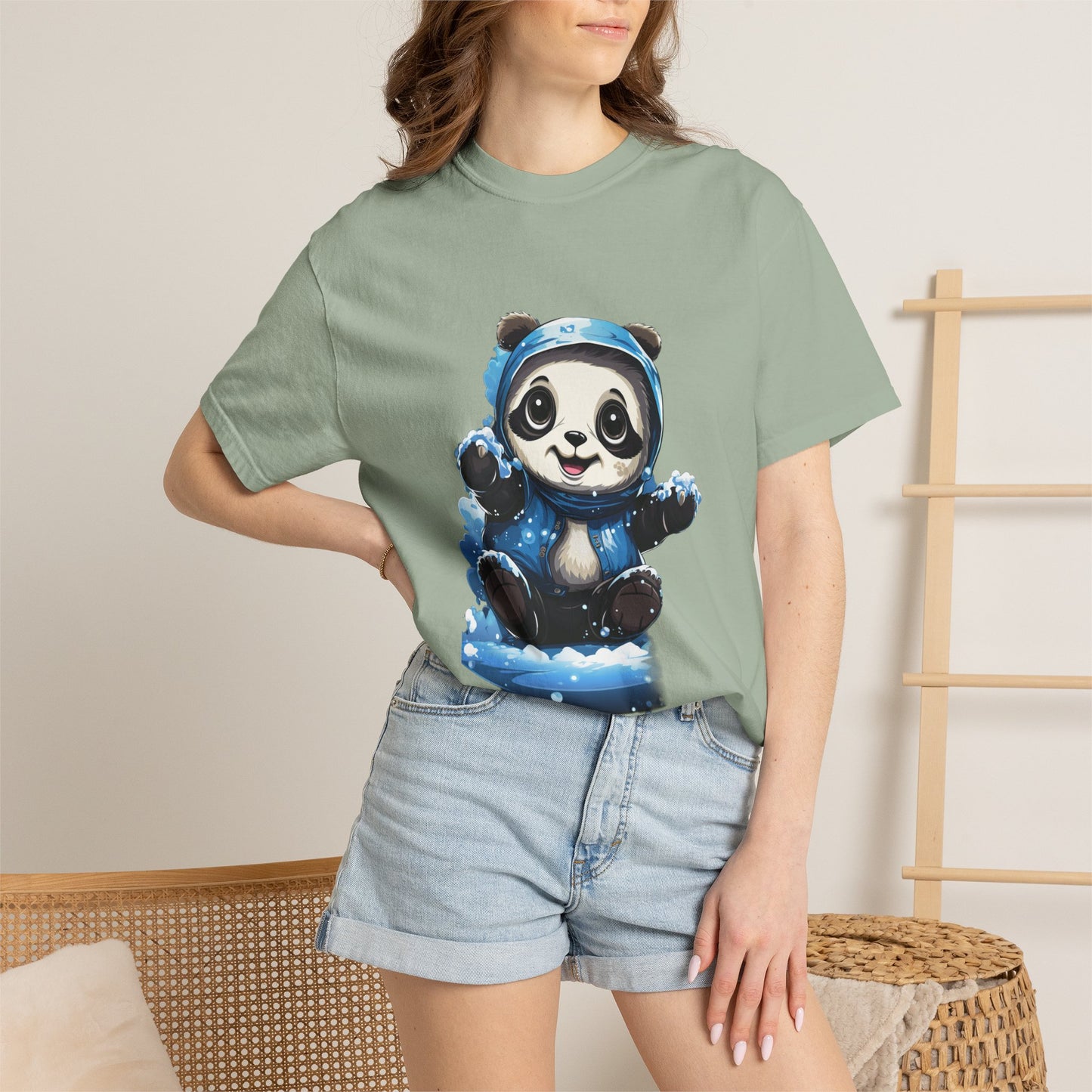 Cute Panda Snow Day Garment-Dyed Tee Winter