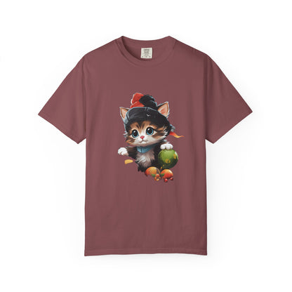 Christmas Kitten Garment-Dyed Tee Cute Cat Holiday