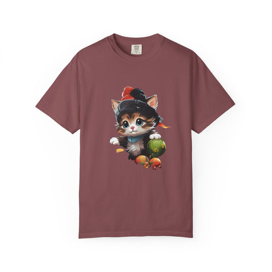 Christmas Kitten Garment-Dyed Tee Cute Cat Holiday