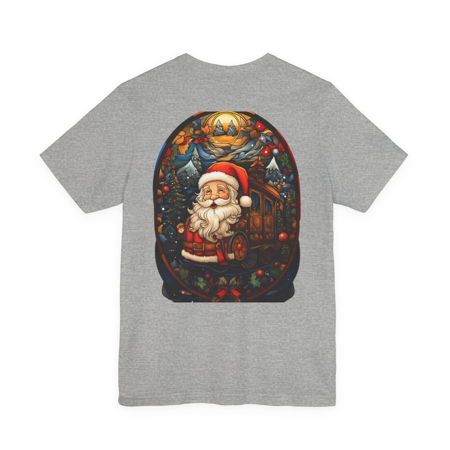 Santa Christmas Train Stained Glass T-Shirt