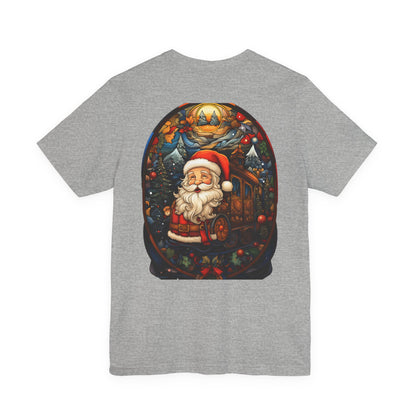 Santa Christmas Train Stained Glass T-Shirt
