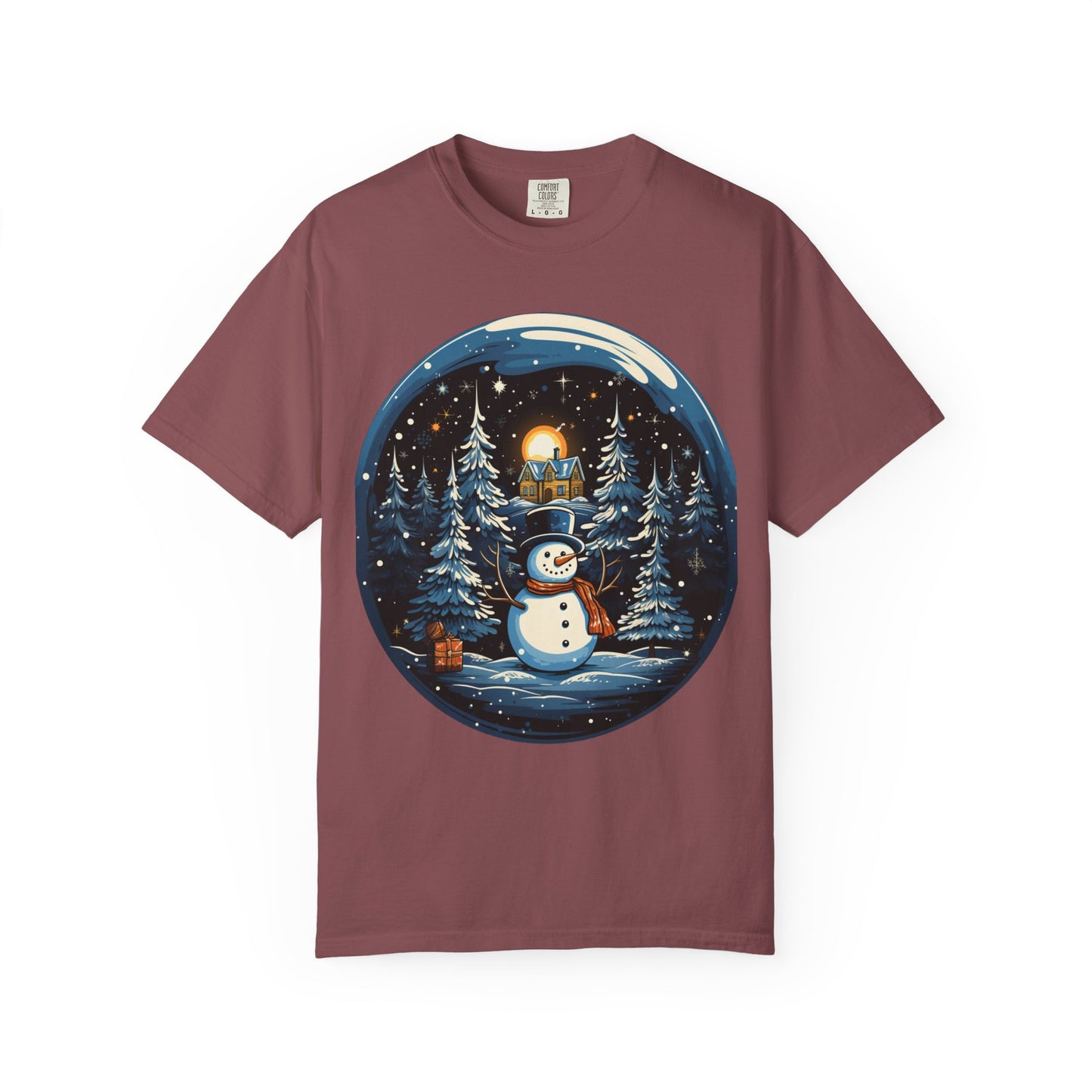 Snowman Snow Globe Christmas Heavyweight Tee
