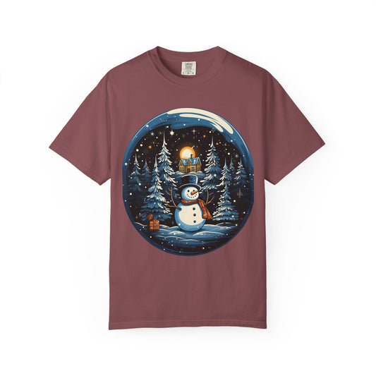 Snowman Snow Globe Christmas Heavyweight Tee