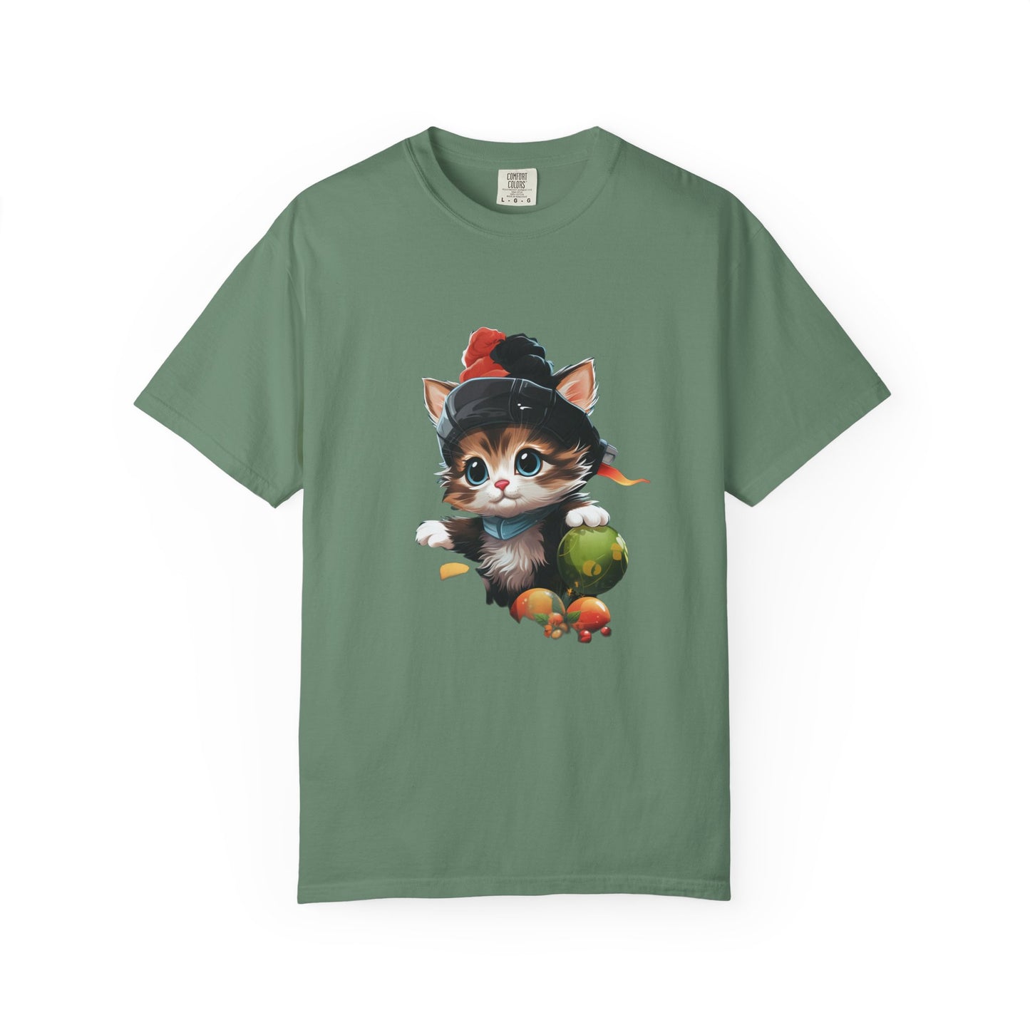 Christmas Kitten Garment-Dyed Tee Cute Cat Holiday