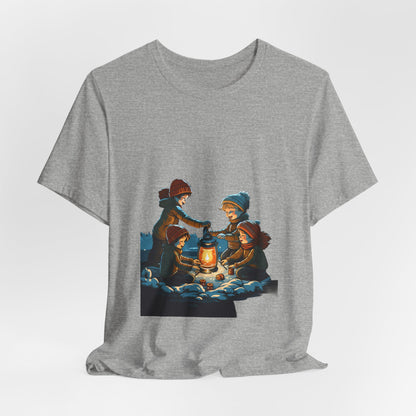 Winter Kids Lantern T-Shirt Christmas Camping Tee