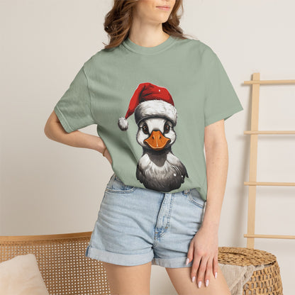 Christmas Duck Santa Hat Garment-Dyed Tee