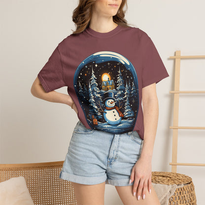 Snowman Snow Globe Christmas Heavyweight Tee