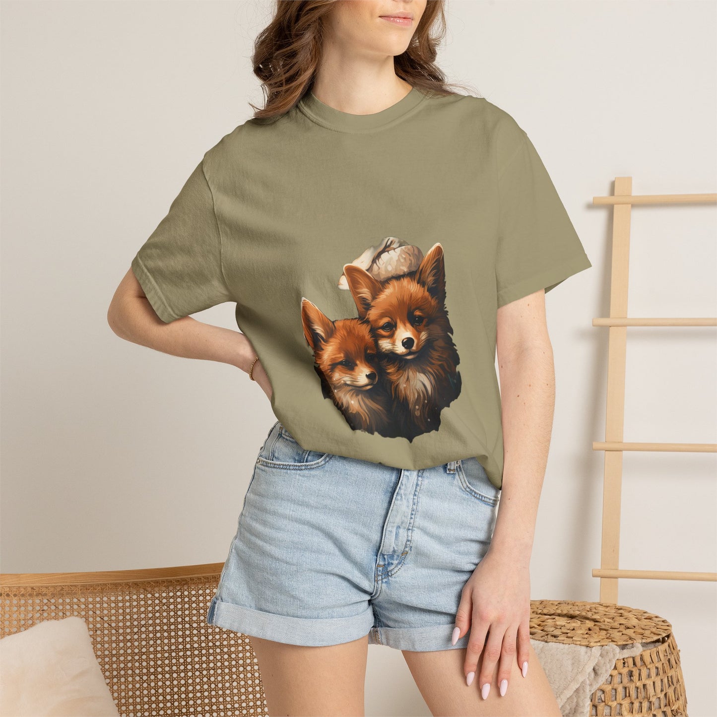 Christmas Fox Garment-Dyed Tee Cozy Winter Foxes