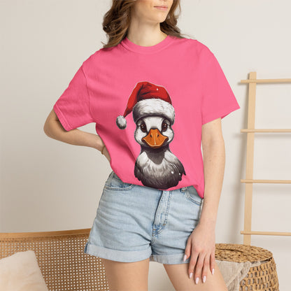 Christmas Duck Santa Hat Garment-Dyed Tee