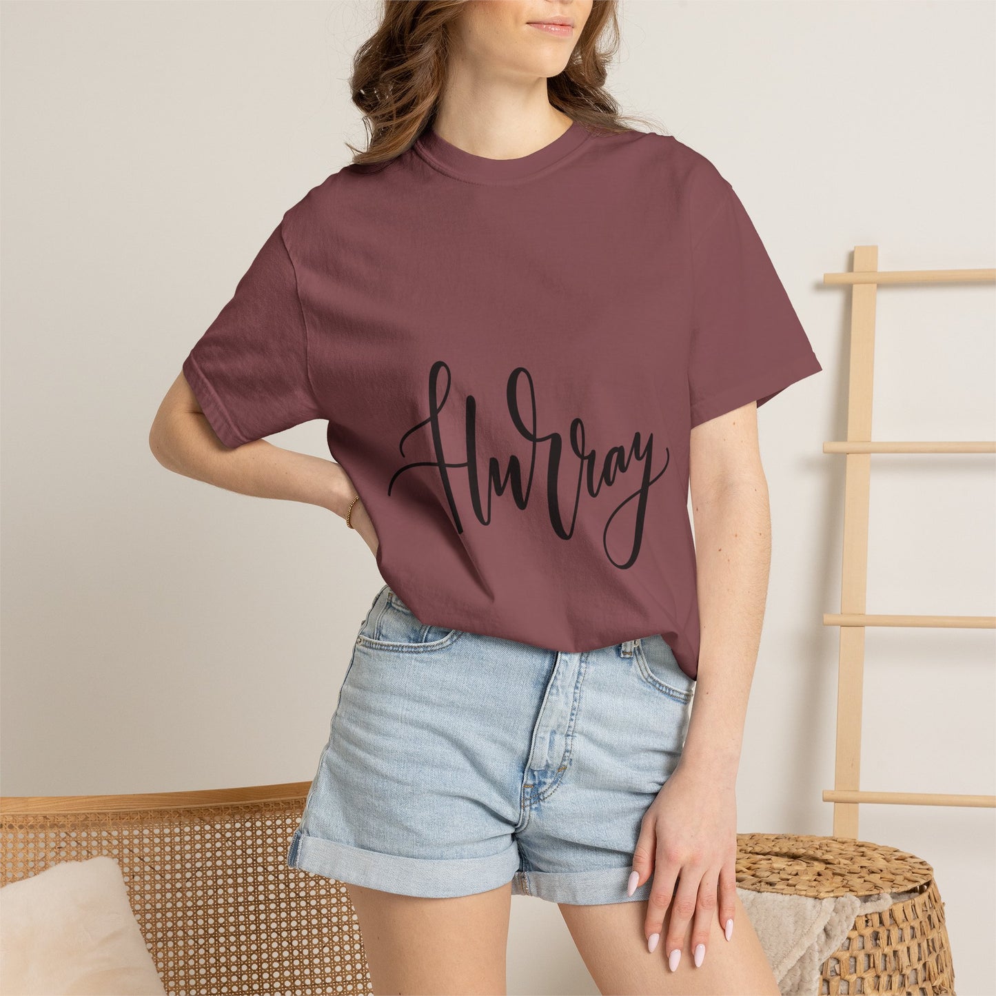 Hurray Calligraphy Script Garment-Dyed Tee