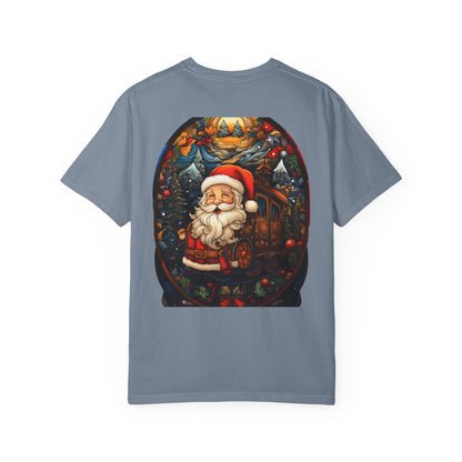 Santa Christmas Train Stained Glass Tee