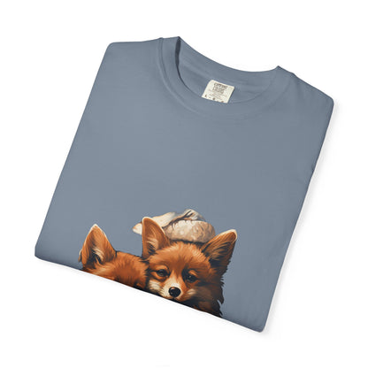 Christmas Fox Garment-Dyed Tee Cozy Winter Foxes
