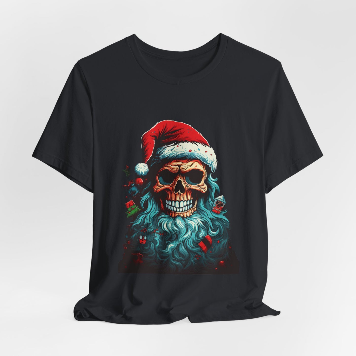 Skull Santa Christmas T-Shirt Dark Holiday Tee
