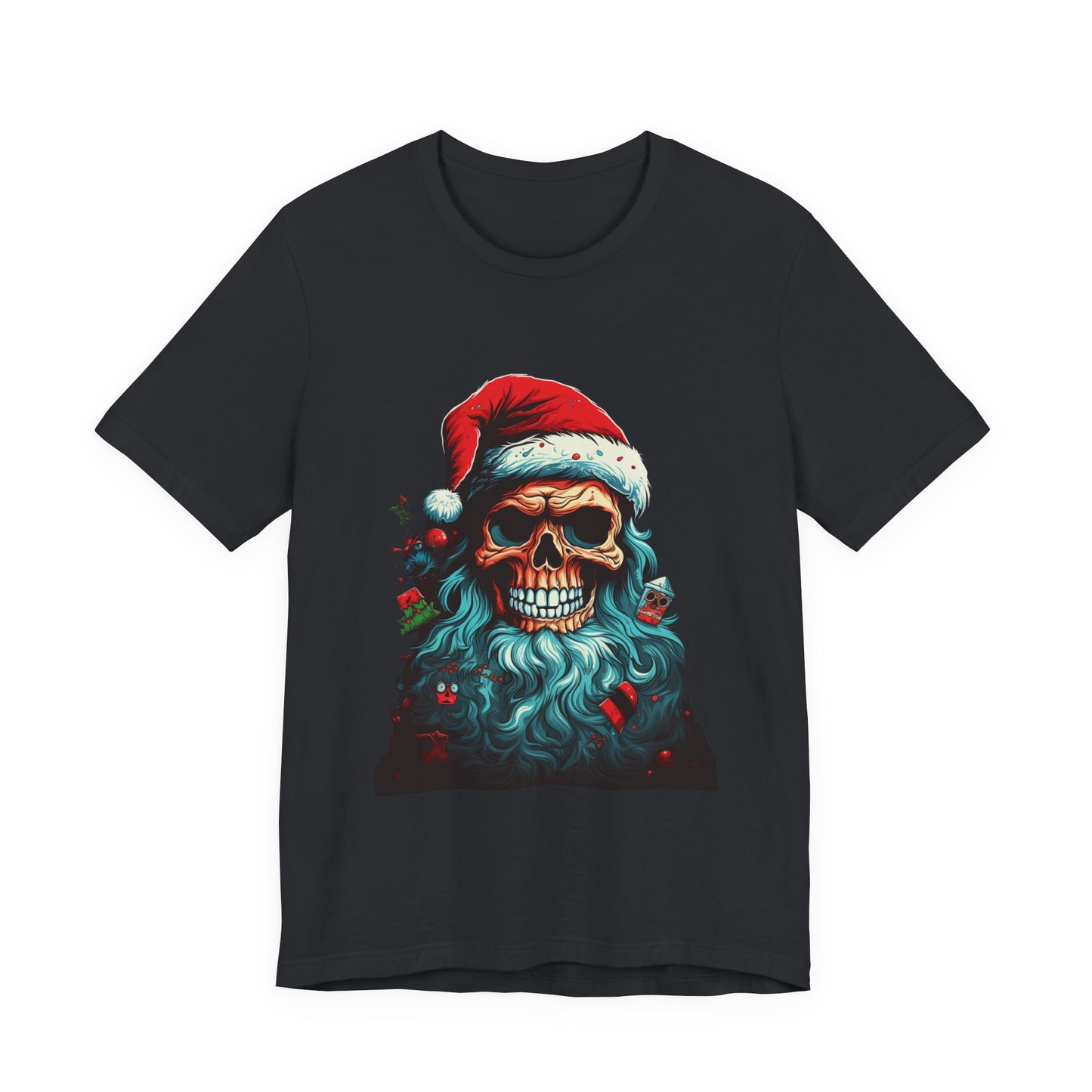 Skull Santa Christmas T-Shirt Dark Holiday Tee