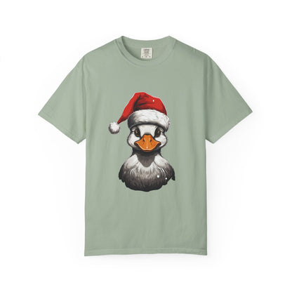 Christmas Duck Santa Hat Garment-Dyed Tee