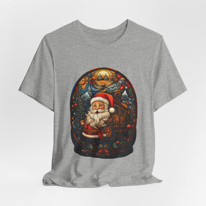 Santa Christmas Train Stained Glass T-Shirt